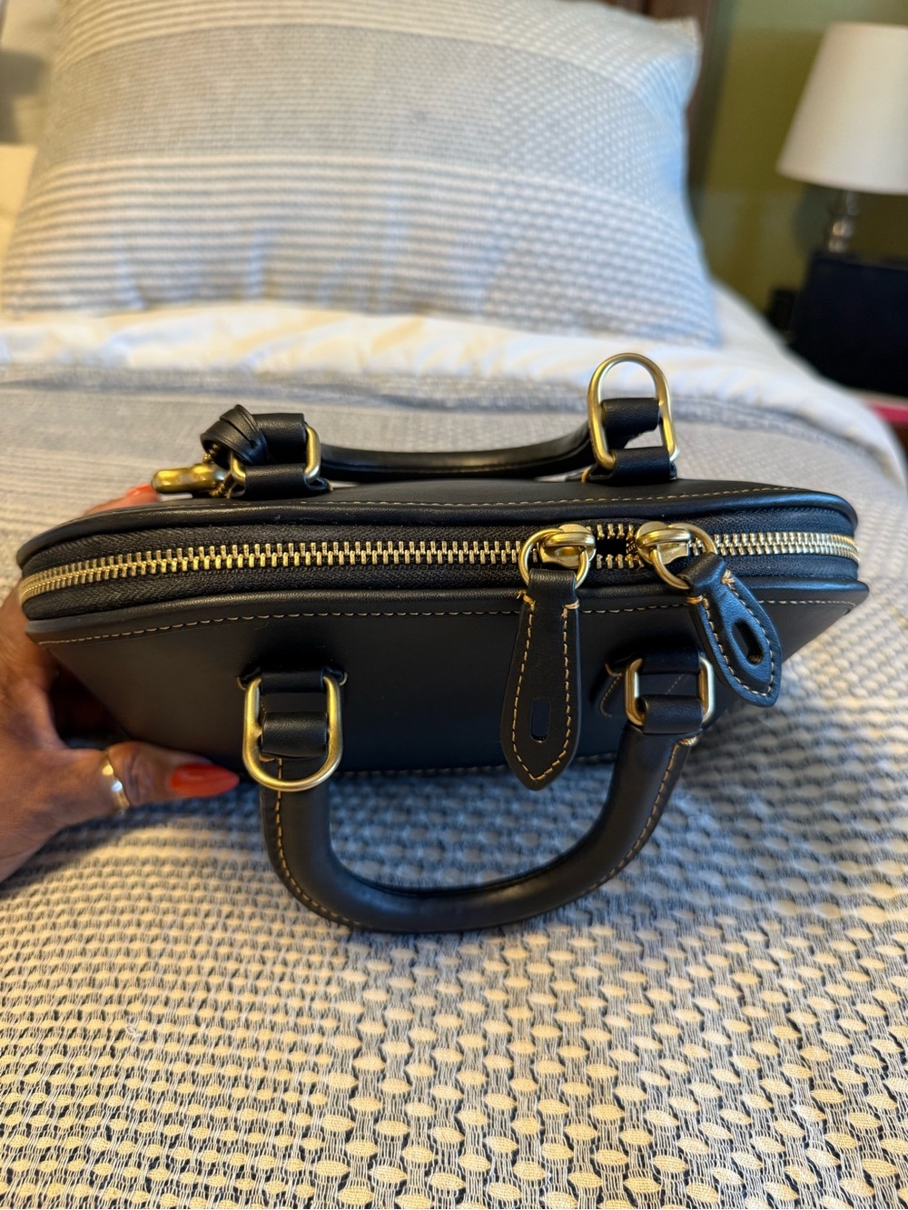 Coach Black Leather Revel Dome Satchel with Gold Hardware - Picture 5 of 8